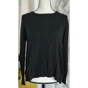 Women M Sweater Tuxedo Back Light weight Black Long Sleeve
